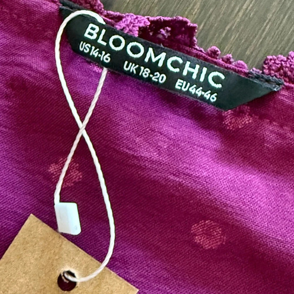 Bloomchic Peasant Blouse - Fuchsia Dot Design Size 14/16 - Picture 8 of 12